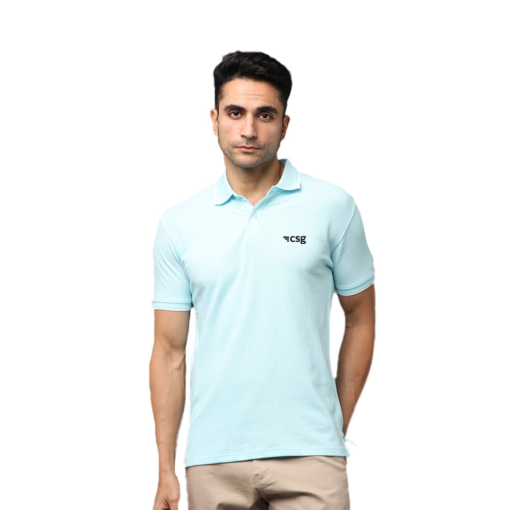 Greys & Blues Pima Collar T-Shirt Ice Blue With White Tipping